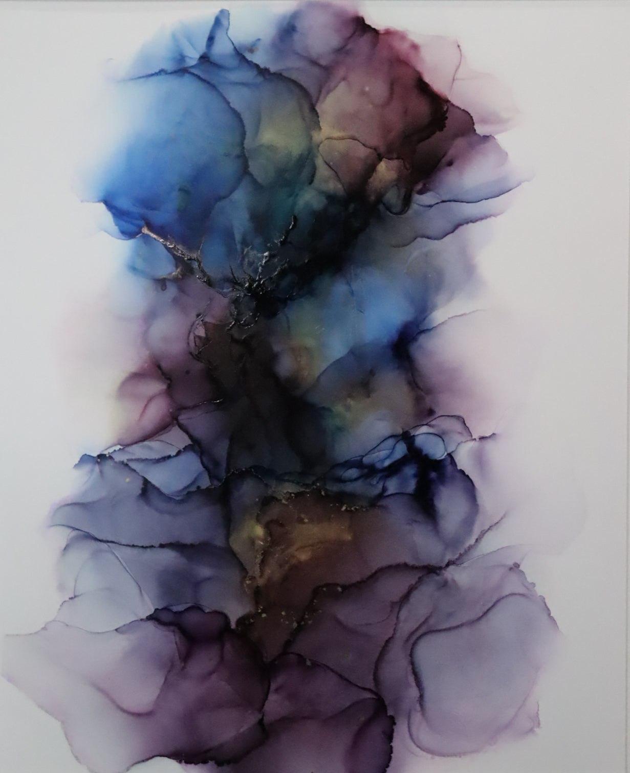 Shadows Abstract Artwork 20 x 24 blues, violet and gold